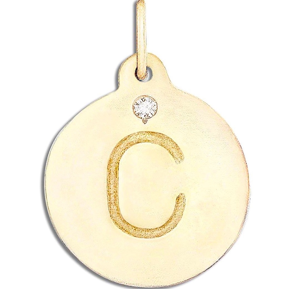 Helen Ficalora “C” 14k y gold charm & 20” chain